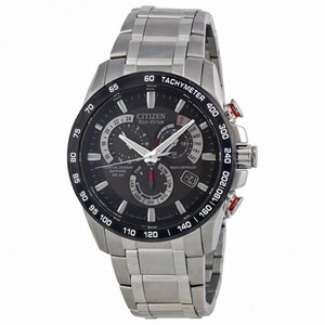 Open Box - Citizen Eco Drive Black Dial Chronograph Stainless Steel Men's Watch AT4008-51E