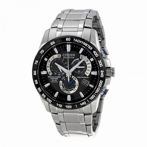 Open Box - Citizen Perpetual Chrono A-T Eco-Drive Black Dial Titanium Men's Chronograph Watch AT4010-50E