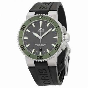 Oris Aquis Date Grey Dial Black Rubber Men's Watch 733-7653-4157RS
