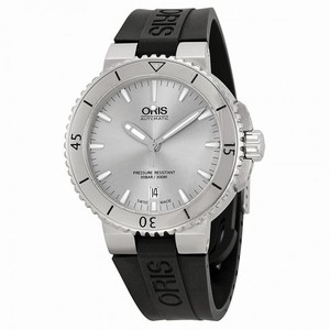 Oris Aquis Date Silver Dial Black Rubber Men's Watch 01 733 7676 4141-07 4 21 34
