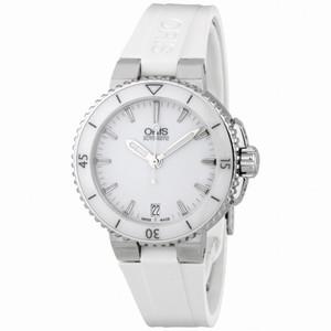 Oris Aquis Date White Dial Rubber Ladies Watch 01 733 7652 4156 07 4 18 31