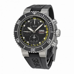 Oris Aquis Depth Gauge Chronograph Black Dial Black Rubber Men's Watch 774-7708-4154SET