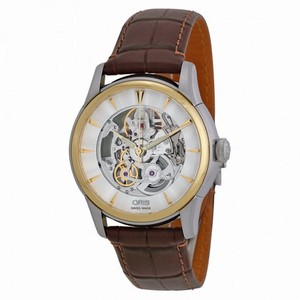 Oris Artelier Automatic Skeleton Dial Brown Leather Men's Watch 734-7670-4351LS