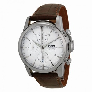 Oris Artelier Chronograph Silver Dial Brown Leather Men's Watch 774-7686-4051LS