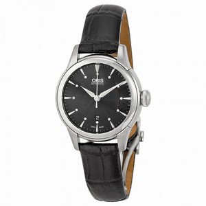 Oris Artelier Date Black Dial Black Leather Ladies Watch 01 561 7687 4094-07 5 14 60FC