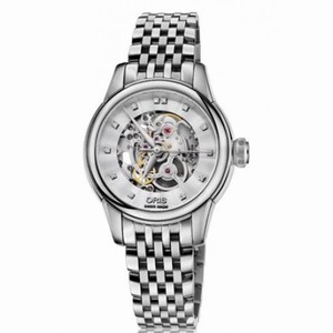 Oris Artelier Silver Skeleton Dial Stainless Steel Ladies Watch 01 560 7687 4019-07 8 14 77