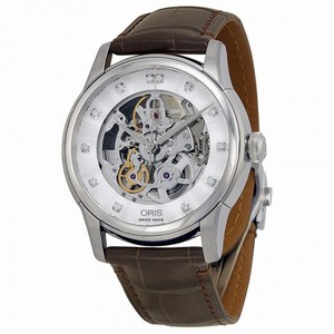Oris Artelier Skeleton Dial Black Leather Diamond Men's Watch 01 734 7670 4019-07 5 21 70FC