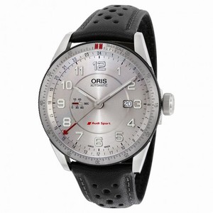 Oris Artix Audi Sport GMT Automatic Silver Dial Black Leather Men's Watch 747-7701-4461LS