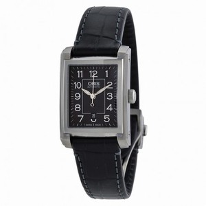 Oris Automatic Black Dial Black Leather Ladies Watch 561-7656-4034LS
