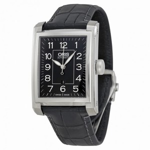 Oris Automatic Black Dial Black Leather Mens Watch 561-7657-4034LS