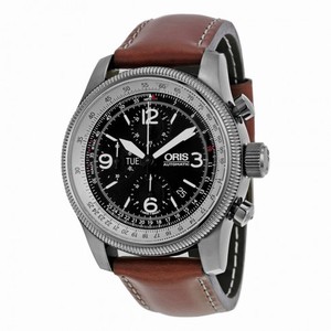 Oris Big Crown X1 Calculator Black Dial Chronograph Leather Men's Watch 675 7648 4264LS