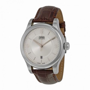 Oris Classic Date Silver Dial Brown Leather Men's Watch 733-7594-4031LS