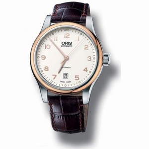 Oris Culture Club Automatic White Dial Brown Laether Men's Watch 733-7594-4391LS