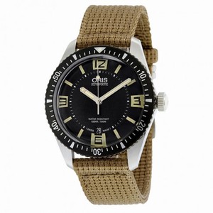 Oris Divers Sixty-Five Automatic Black Dial Brown Fabric Men's Watch 733-7707-4064BRFS