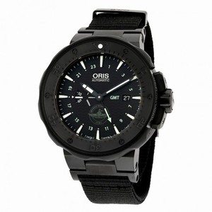 Oris Pro Diver Force Recon GMT Black Dial Black Rubber Men's Watch 747-7715-7754SET