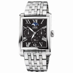 Oris Rectangular Black Dial Stainless Steel Automatic Men's Watch 582-7658-4034MB