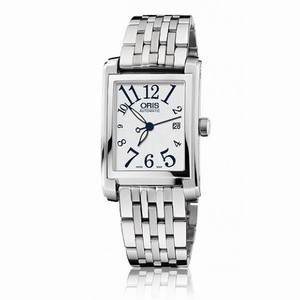 Oris Rectangular Date Silver Dial Stainless Steel Ladies Watch 561-7656-4061MB