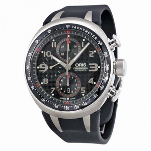Oris TT3 Chronograph Black Carbon Dial Black Rubber Men's Automatic Watch 674-7587-7264RS