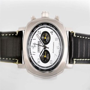 Panerai Ferrari Rattrapante FER00011 45mm Black Crocodile Leather Strap White Dial Watch