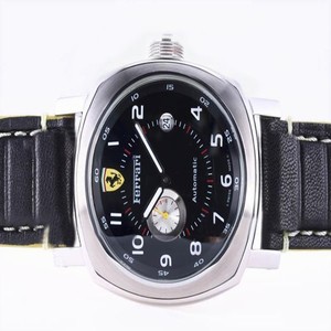 Panerai Ferrari Scuderia FER00009 Mens Black Crocodile Leather Strap Stainless Steel Bezel Watch