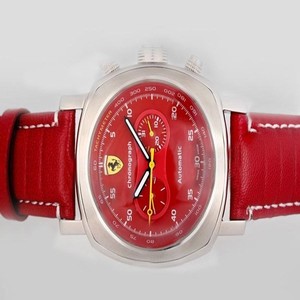 Panerai Ferrari Scuderia PAM00014 Red Dial Stainless Steel Bezel Red Crocodile Leather Strap Watch