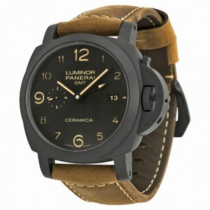 Panerai Luminor 1950 3 Days GMT Black Dial Brown Leather Men's Watch PAM00441