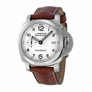 Panerai Luminor 1950 Automatic White Dial Brown Leather Men's Watch PAM00523