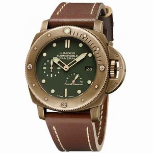 Panerai Luminor 1950 Submersible Green Dial Bronze Leather Men's Watch PAM00507