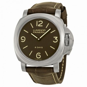 Panerai Luminor Base 8 Days Acciaio Mechanical Brown Dial Men's Watch PAM00562