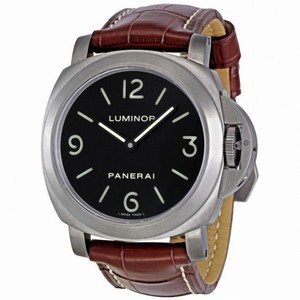 Panerai Luminor Base Automatic Black Dial Brown Leather Men's Watch PAM00176