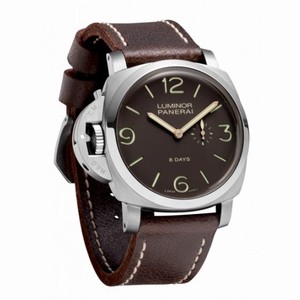 Panerai Luminor Brown Dial Titanium Brown Leather Men's Watch PAM00368