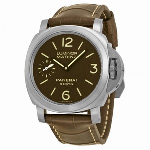 Panerai Luminor Marina 8 Days Titanio Mechanical Brown Dial Brown Leather Men's Watch PAM00564
