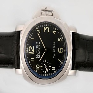 Panerai Luminor PAM 00113 44mm Mens Black Crocodile Leather Strap Watch