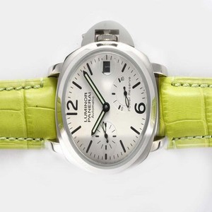 Panerai Luminor PAM 241 Round White Dial Green Cow Leather Strap Watch