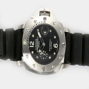 Panerai Luminor PAM 243 44mm Black Rubber Strap Black Dial Watch