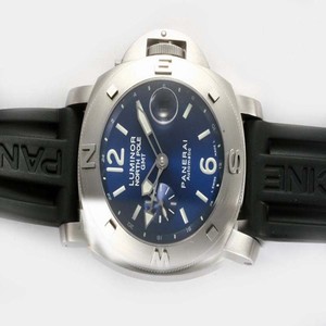 Panerai Luminor PAM 252 Blue Dial Stainless Steel Bezel Black Rubber Strap Watch
