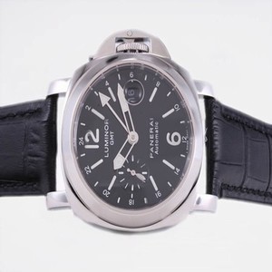 Panerai Luminor PAM088 Round Grey Dial Black Crocodile Leather Strap Watch