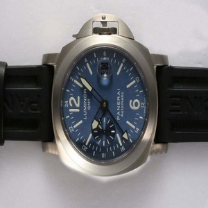 Panerai Luminor PAM297 Black Ostrich Leather Strap Midsize Titanium Bezel Watch