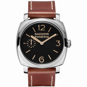 Panerai Radiomir 1940 Black Dial Stainless Steel Brown Leather Men's Watch PAM00399