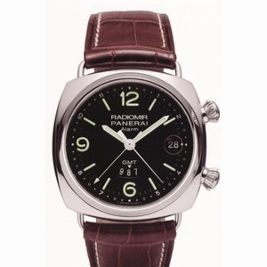 Panerai Radiomir GMT Black Dial Stainless Steel Brown Leather Men's Watch PAM00355