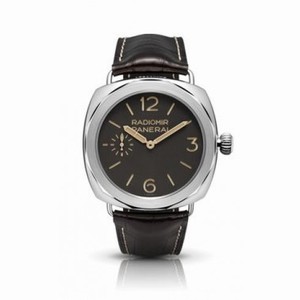 Panerai Radiomir Platinum Brown Dial Black Leather Strap Men's Watch PAM00521