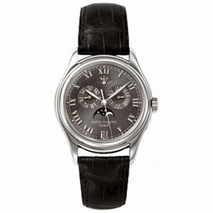 Patek Philippe Annual Calender Moonphase Black Dial Black Leather Automatic Men's Watch 5056P