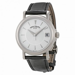 Patek Philippe Calatrava Automatic White Dial Black Leather Men's Watch 5153G-010