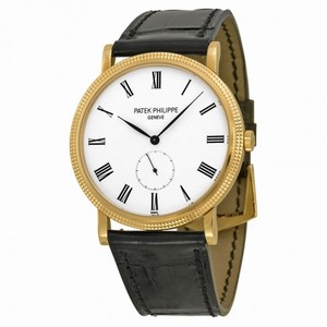 Patek Philippe Calatrava Mechanical Enamel Dial Leather Men's Watch 5116R-001