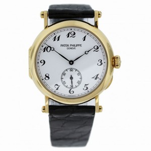 Patek Philippe Calatrava White Dial Black Leather Strap Ladies Watch 3960J