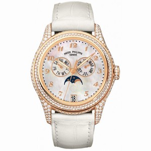 Patek Philippe Complications Mother of Pearl 18kt Rose Gold Diamond Leather Ladies Watch 4937R