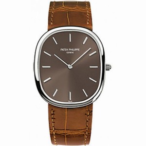 Patek Philippe Golden Ellipse Brown Dial Brown Leather Men's Watch 3738/100G-012