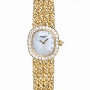 Patek Philippe Golden Ellipse White Mother of Pearl Dial Ladies Watch 4931-2J