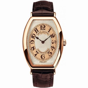 Patek Philippe Gondolo Silver Brown Dial 18kt Rose Gold Brown Leather Men's Watch 5098R