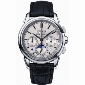 Patek Philippe Grand Complication Silver Dial Chronograph 18kt White Gold Black Leather Men's Watch 5270G-001